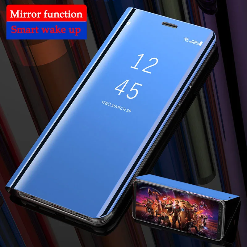 Smart Leather Flip Stand Mirror Case For Samsung Galaxy S10 S8 S9 Plus S7 S6 Edge Note 8 9 Galaxy A60 A80 A90 A40 A50