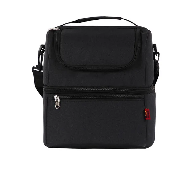 Водонепроницаемая мягкая сумка для пикника двухэтажная изолированная сумка для обеда мягкая сумка-холодильник на плечо термоохлаждающая сумка для обеда для работы в городе - Цвет: LH122 Black