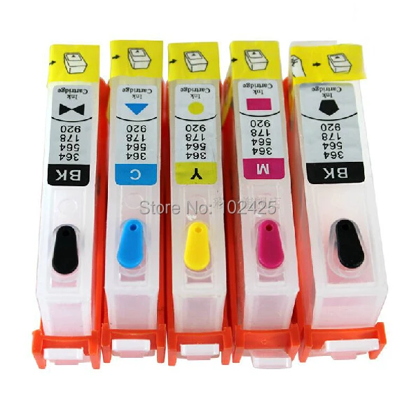 

5 Refillable Ink Cartridges for HP 564 564XL PhotoSmart 7520 7515 7510