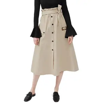 

Summer Women's Fashion Maxi Skirt Casual High Waist Pleated Maxi Skirt Long Pure Color Soft Clothes Female 2019 Streetwear Belt