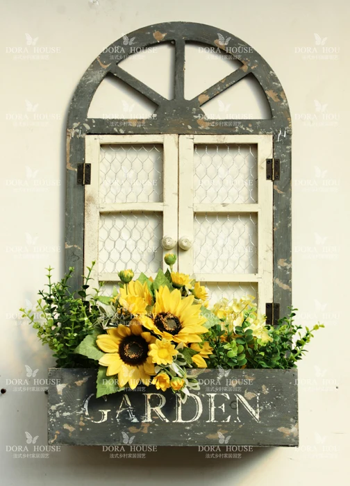 

French countryside retro hanging. Log off the window flower implement greenhouses. Planter. Meaty plant flower pot