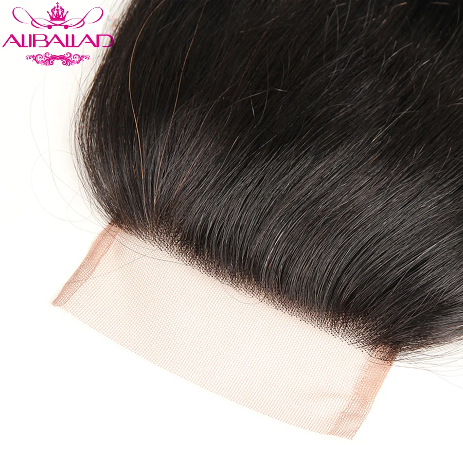 Aliballad Brazilian Body Wave 4x4 Lace Closure Free Part Non-Remy Hair 10-20 Inch Natural Color 100% Human Hair 5