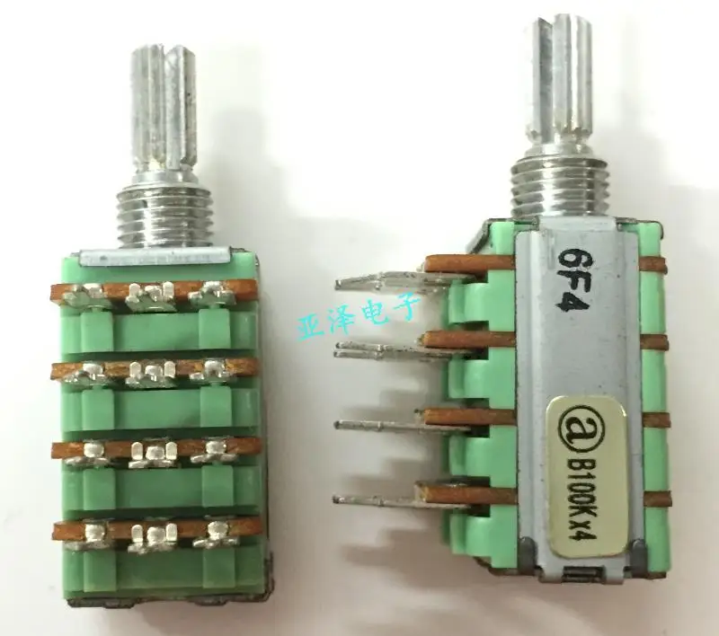 1 шт. Тайвань АЛЬФА Альфа RD124F-10 прецизионный потенциометр 4 B100K* 4, тонкий вал длина 15 мм