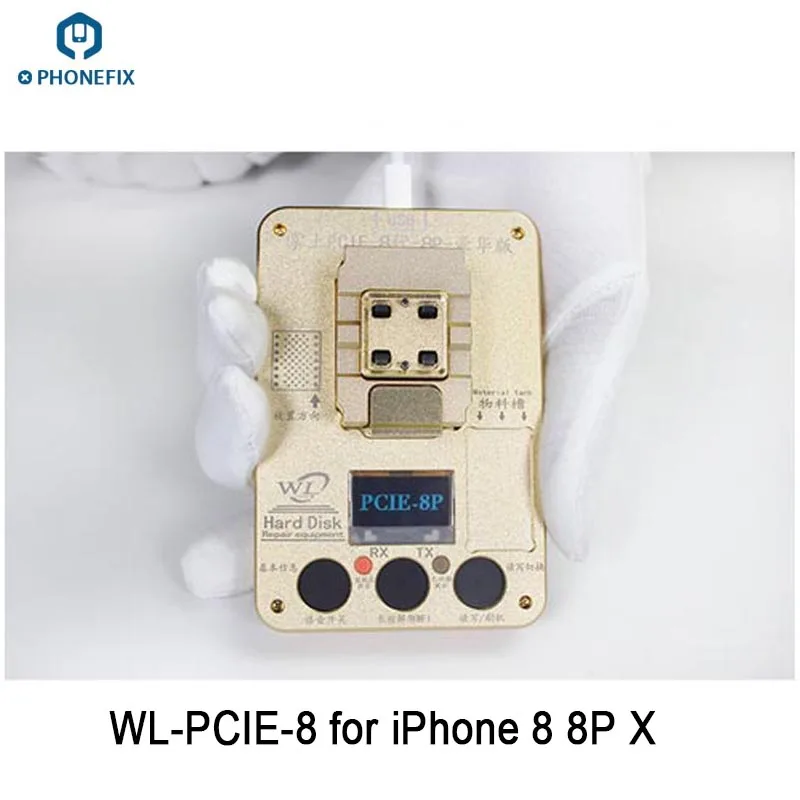 

WL PCIE-8 NAND Test Fixture for IPhone 8 8P X NAND Flash Underlying Data Read Write Programmer SN Model Country Color modify