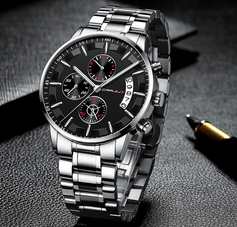 Relogio Masculino 2019 Mens Watches Top Brand Luxury Crrju New Fashion Business Chronograph Black Male Wristwatch Men Watch 2019 (25)