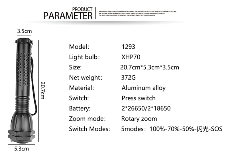 Litwod Z201293 светодиодный светильник CREE XLamp XHP70 30 Вт 30000LM фонарь с зумом водонепроницаемый МОЩНЫЙ СВЕТИЛЬНИК тактический светодиодный фонарь