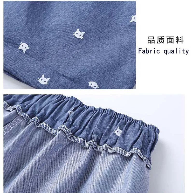 DANJEANER Free shipping 2018 New Summer Shorts With Cats Pattern High Waist Elastic Cotton Short Fresh Floral Women Shorts