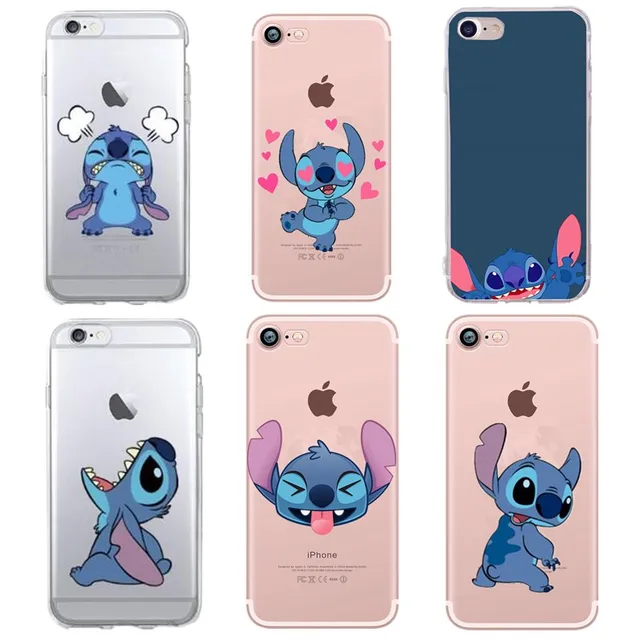 Lucu Stitch Case untuk Capa iPhone 6S 7 8 Plus SE 5 S 