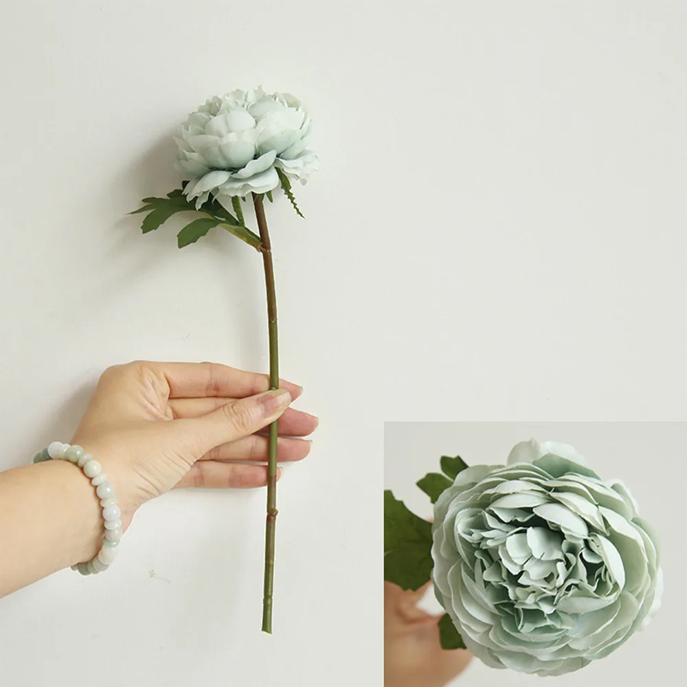 

Artificial Fake Western Rose Flower White Blue Gray Pink Purple Cloth Peony Bridal Bouquet Wedding Party Home Decor Fake flower