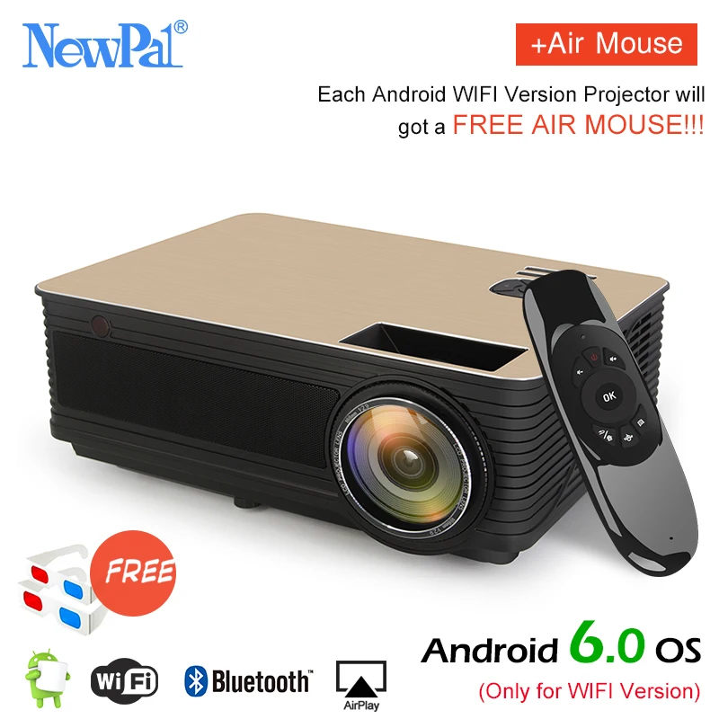 

TD86 Projector Newpal 4000Lumens Projector Full HD 1280*800p Home Theater (Android6.0 WIFI Optional) with VGA DLNA Miracast