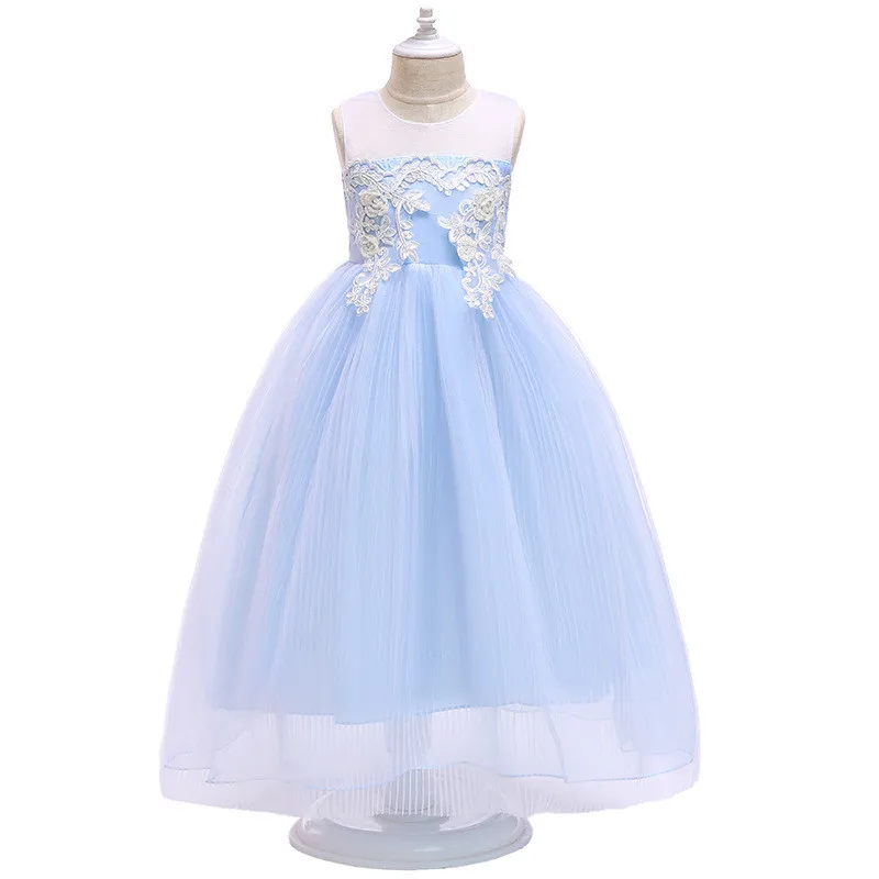 

Kids Princess Baby Flower Girls Dress Lace Party Gown Bridesmaid Long Maxi Mesh Dress Clothes for 5 7 9 13 Years Evening Party