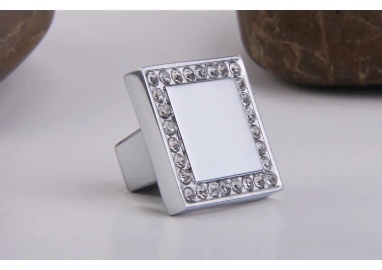 25 мм квадратный Алмазный ящик Потяните серебро кухонный шкаф ручка стеклянный кристалл туалетный столик буфет мебель ручка