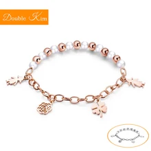 Браслет, жемчужные бусы Титан Нержавеющая сталь Материал инкрустированные жемчужина роза цвета: золотистый, серебристый Цвет Мода Для женщин браслет, украшение, подарок