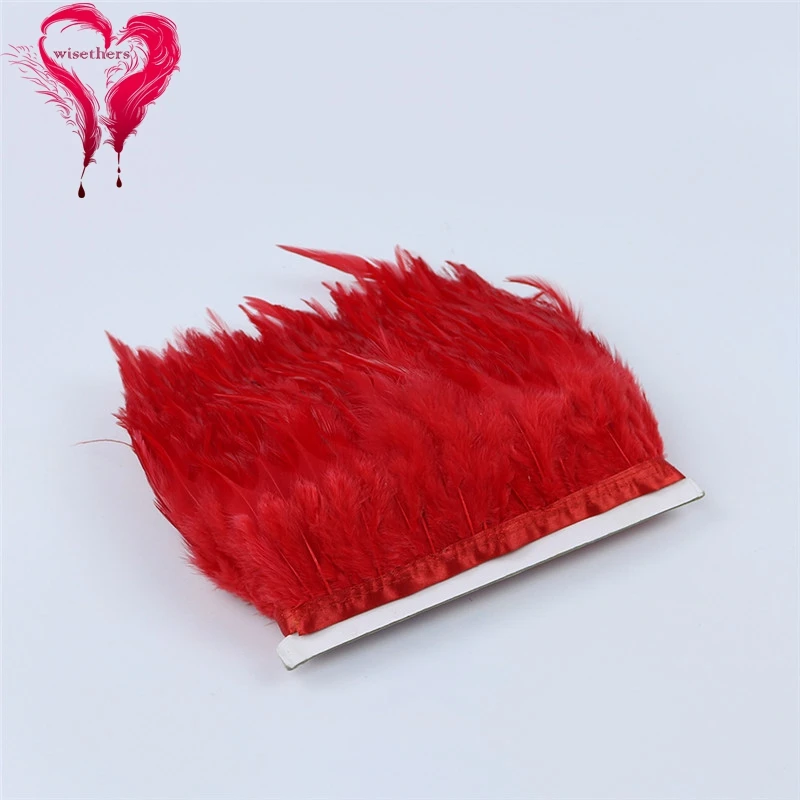 3 red rooster saddle feather trims 3