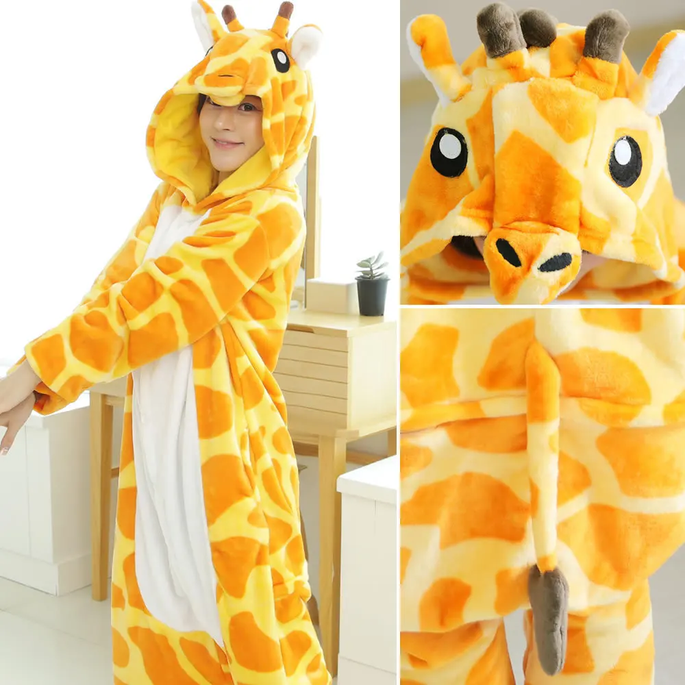 

Giraffe Tiger Kigurumi Onesie Adult Teenagers Women Pijama Pajamas Funny Flannel Warm Soft Sleepwear Overall Onepiece Jumpsuit