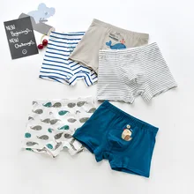 5 шт./партия, новые трусы для мальчиков, От 3 до 8 лет, детские шорты, трусы-боксеры, нижнее белье из органического хлопка, детское удобное нижнее белье