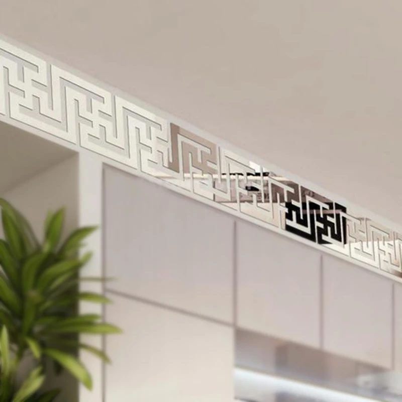 Новое 3D зеркало креативное удаляемое украшение на обои окантовочная линия наклейки на стену линия талии Наклейка на стену Гостиная Декор для потолка QB677591