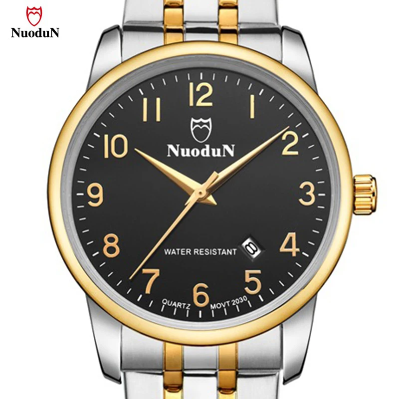 

Men Watches NUODUN Top Brand Luxury Men's Watch Stainless Steel Fashion Casual Quartz-Watch Display Calendar Business Watch Male