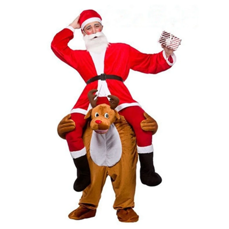2018 Christmas Cosplay Costumes Novelty Santa Claus Costume Ride on Me Suits Halloween Party Festival Clothes Animal Funny Pants