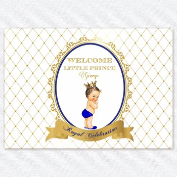 

custom gold royal blue white baby prince crown backdrops High quality Computer print party photography studio background