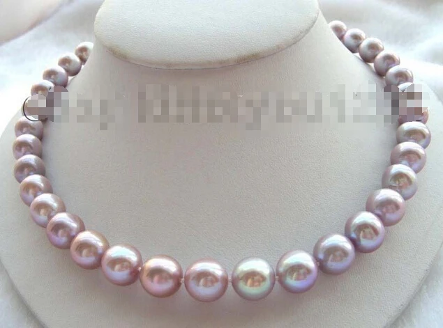 

Free shipping >>>>>>17" Natural 12mm Round Lavender Pearl Necklace !