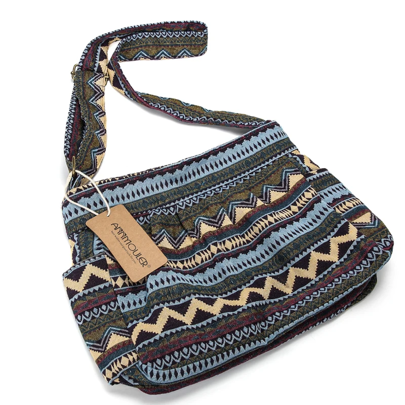 Annmouler ماركة المرأة crossbody حقيبة خمر سعة كبيرة الكتف حقيبة متعددة جيب القطن رسول حقيبة المتشرد للسيدات Annmouler ماركة المرأة crossbody حقيبة خمر سعة كبيرة الكتف حقيبة متعددة جيب القطن رسول حقيبة المتشرد للسيدات