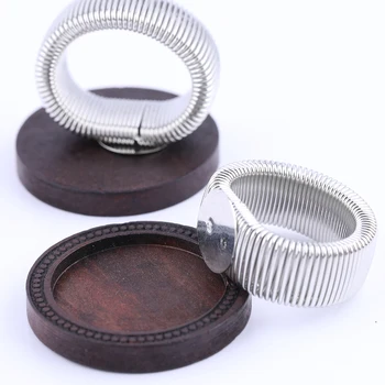 

3sets Fitting 25mm Round Wood Cabochon Base Settings Diy adjustable Ring bezel blanks for jewerly making