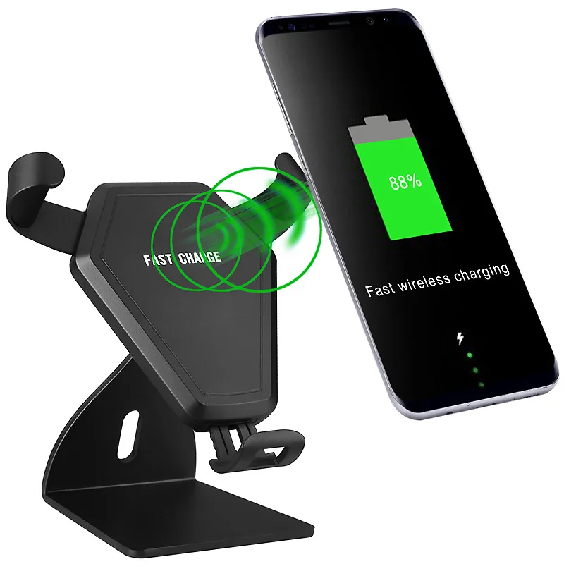 

360 Degree Rotation QI Standard Phone Car Wireless Charger For Iphone 8 Samsung S7