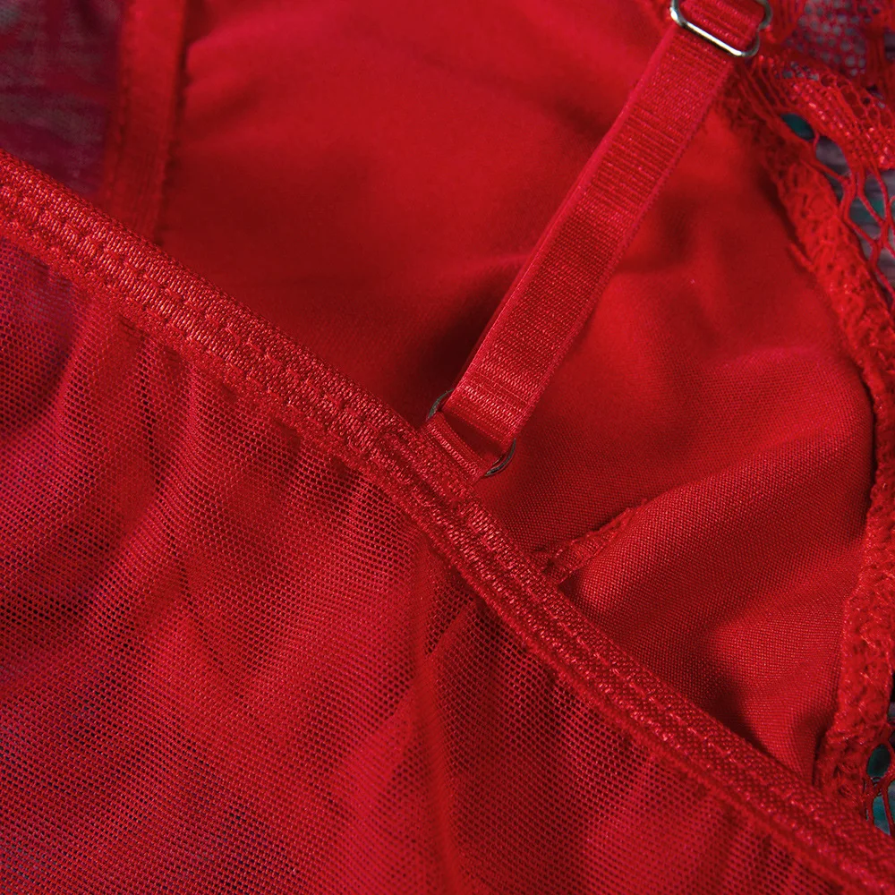 Сексуальное женское Кружевное боди с открытой промежностью из кусков, сексуальное прозрачное трико с открытой спиной, красная и белая одежда