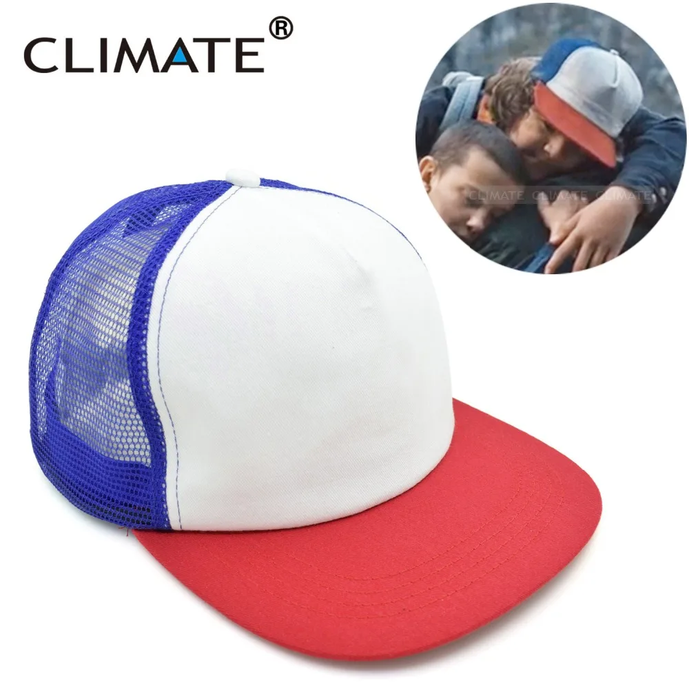 CLIMATE Dustin Stranger Things Dustin Cap Hat 100%Copy Cosplay Coser Dustin Summer Snapback Mesh Net Trucker Hat Cap For Boy Men