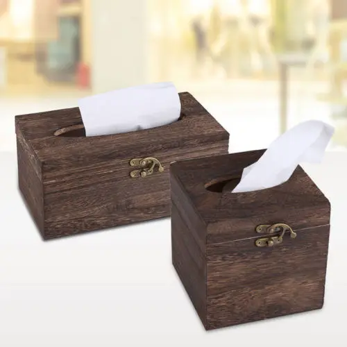 

Tissue Box High-grade Vintage Burned Wooden Drawer Box Bar Restaurant Chinese Beautiful Napkin Holder Case Rectangle Square