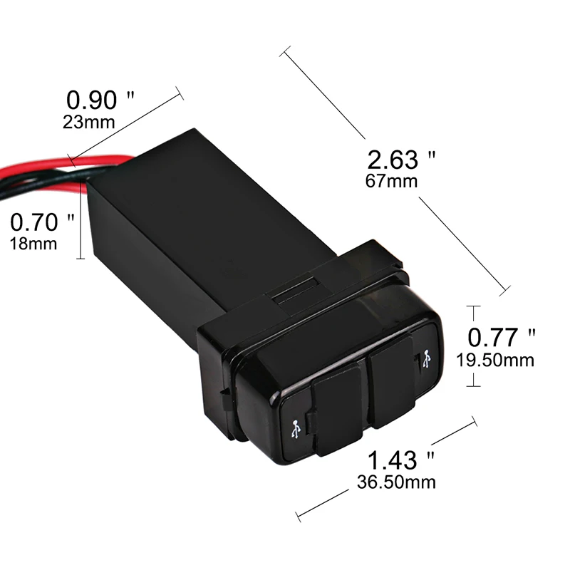 Автомобильное зарядное устройство Herorider 5V 2.1A с двумя разъемами USB для MITSUBISHI
