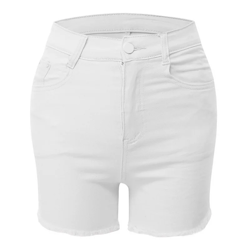 Litthing, летние женские шорты, джинсовые короткие джинсы, женские шорты с высокой талией, облегающие джинсы, женские шорты большого размера - Цвет: white