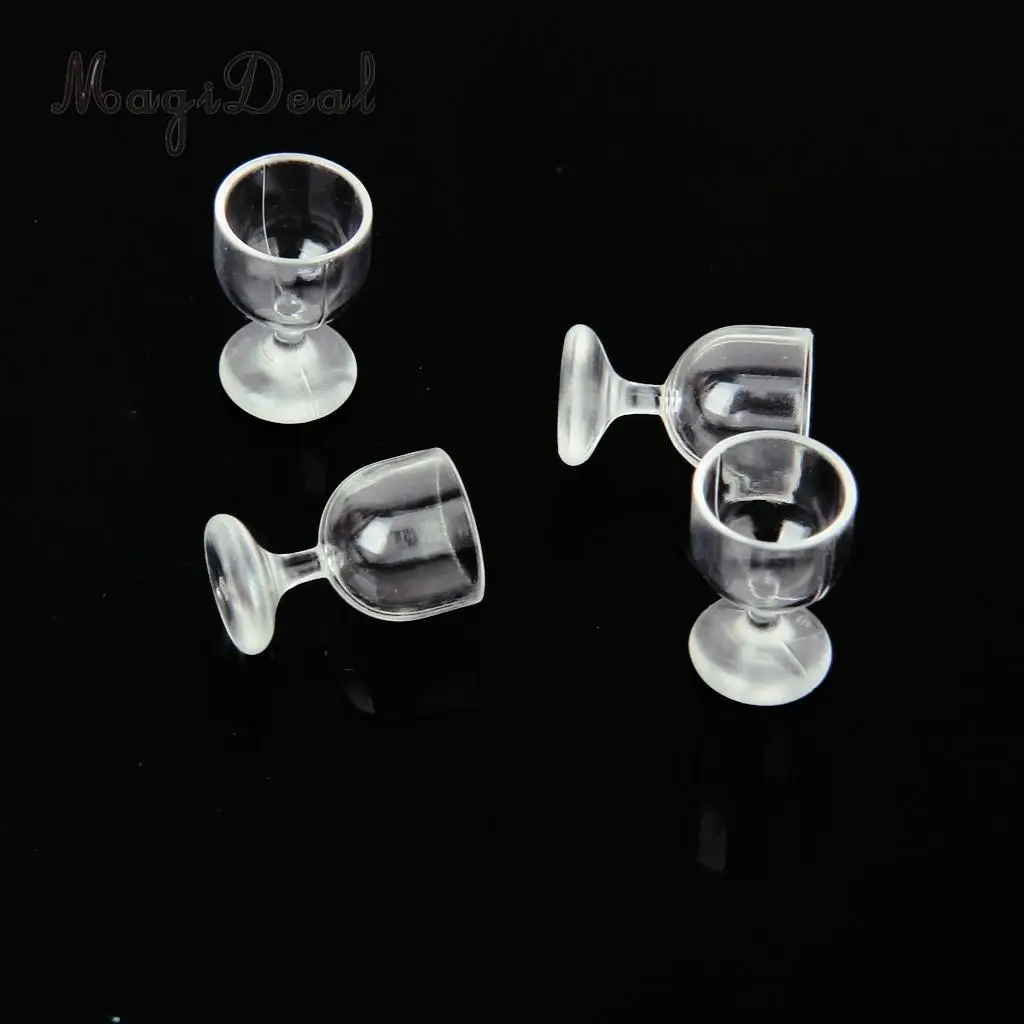 MagiDeal 4Pcs/Set Dollhouse Miniature Kitchen Dinner Wine Goblet Cup for 1/12 Scale Dolls House Pretend Play Children Toys
