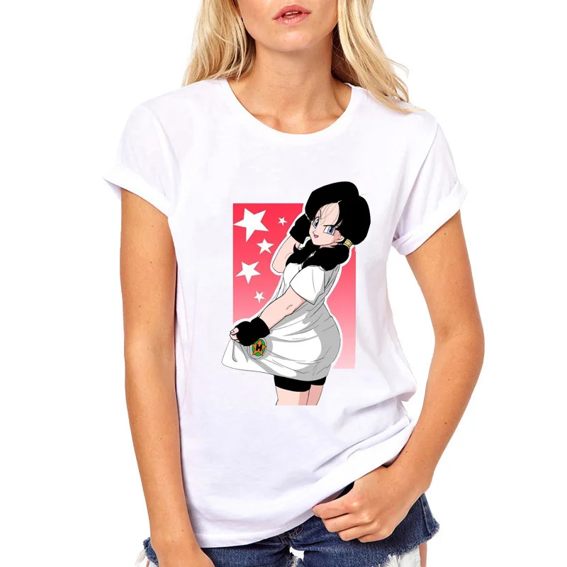 Футболка женская футболка dragon ball z harajuku camiseta mujer белая femme Bulma Artificial Man 18