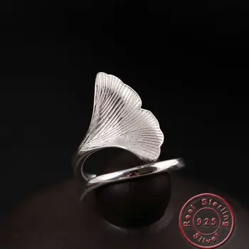 

Amxiu Handmade 100% Silver Open Ring Ginkgo Biloba Rings For Women Girls Accessories S925 Hot Rings For Wedding Birthday Gifts