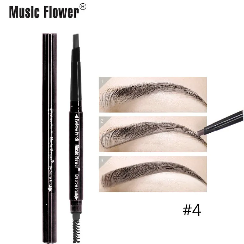 Бренд Music Flower 3D набор для макияжа глаз коричневый матовый карандаш для бровей Женская ручка энхансера для бровей стойкая Кисть для макияжа 4 цвета - Цвет: 04