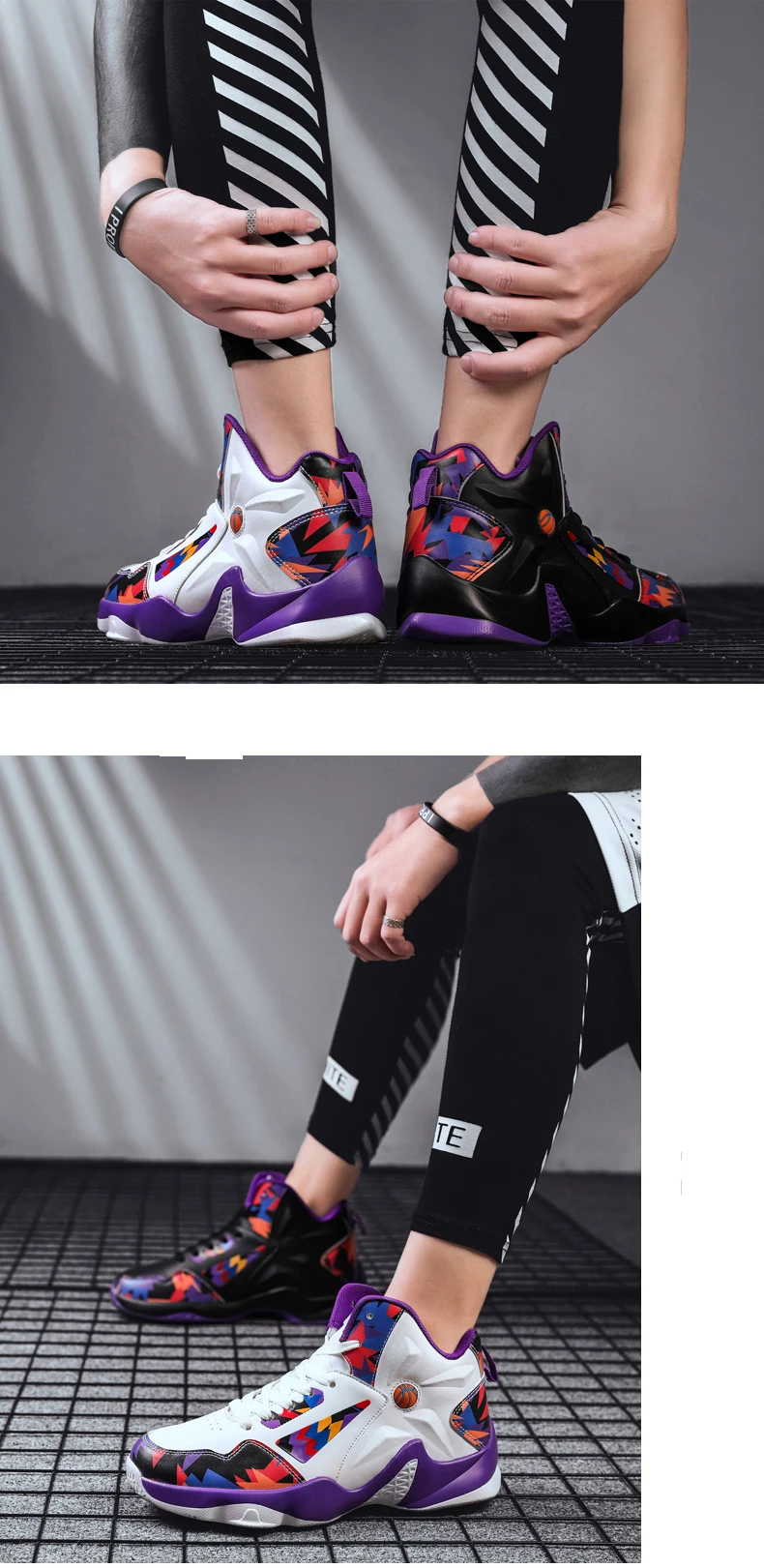 Moipheng NEW Women Sneakers Fashion Basket Shoes Black Graffiti Unisex High Top Lover Shoes Plus Size 11 Chunky Famale Men Shoes