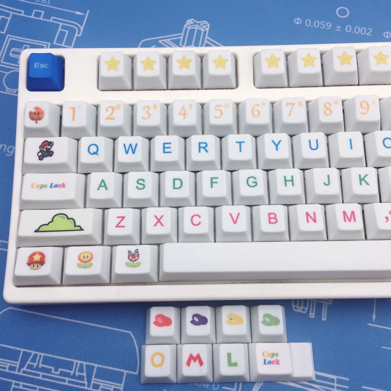 Mario Keycap механическая клавиатура с сублимационной краской, клавиатура PBT, тема Марио, высота для компьютерных игр, Keycap Cherry