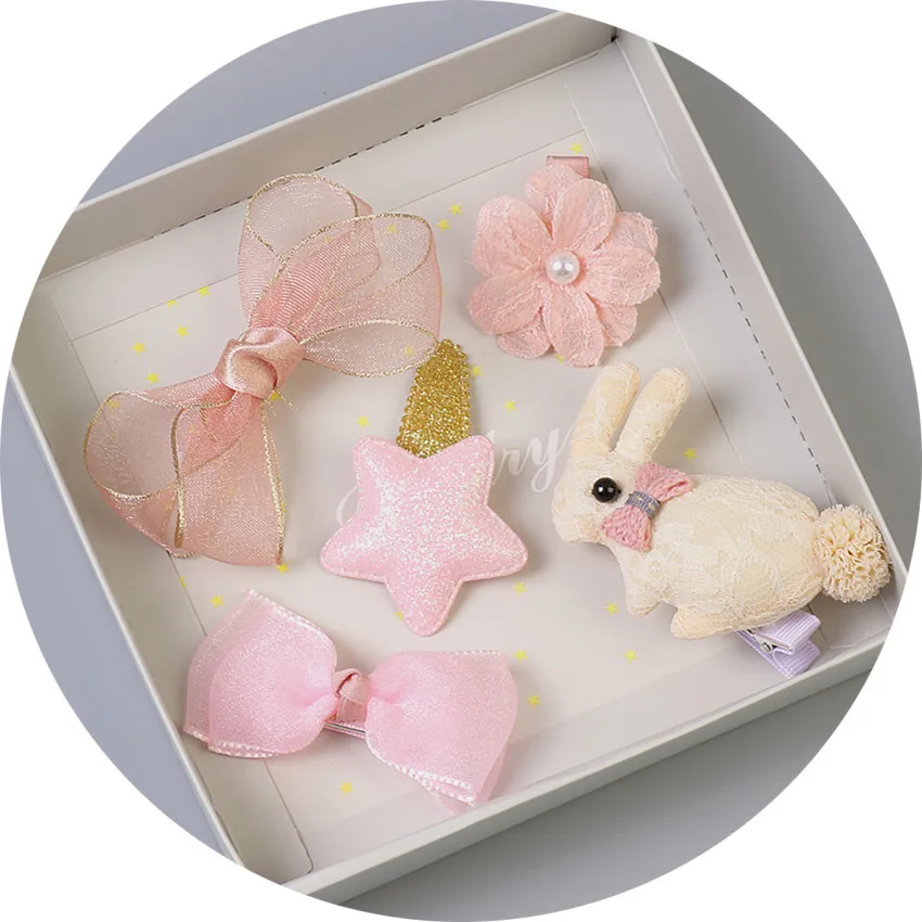Boutique-1Set-Fashion-Glitter-Bow-Flower-Hairpins-Solid-Cartoon-Animal-Hair-Clips-Princess-Headwear-Hair-Accessories