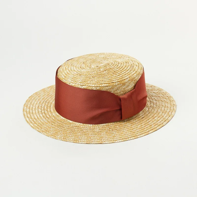 USPOP, Новое поступление, летние шляпы для женщин, модная бархатная соломенная шляпа с лентой, натуральная пшеничная соломенная шляпа с широкими полями, Пляжная Шляпа - Цвет: wine red