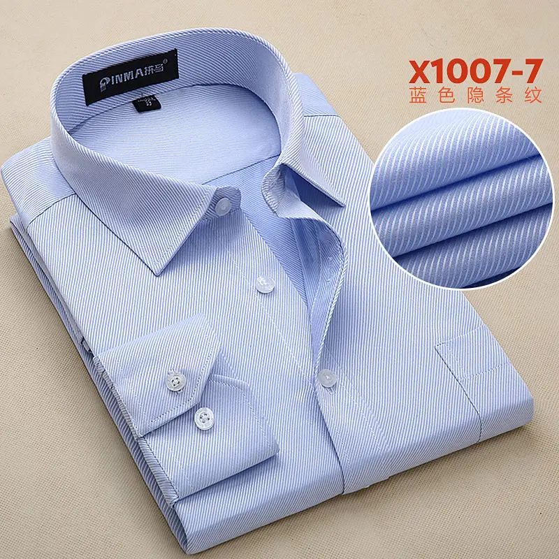 Мужская одежда Саржевые рубашки формальная деловая, общественная рубашка Классический дизайн плюс размер длинный рукав нежелезные рубашки S-8XL - Цвет: PMX10077