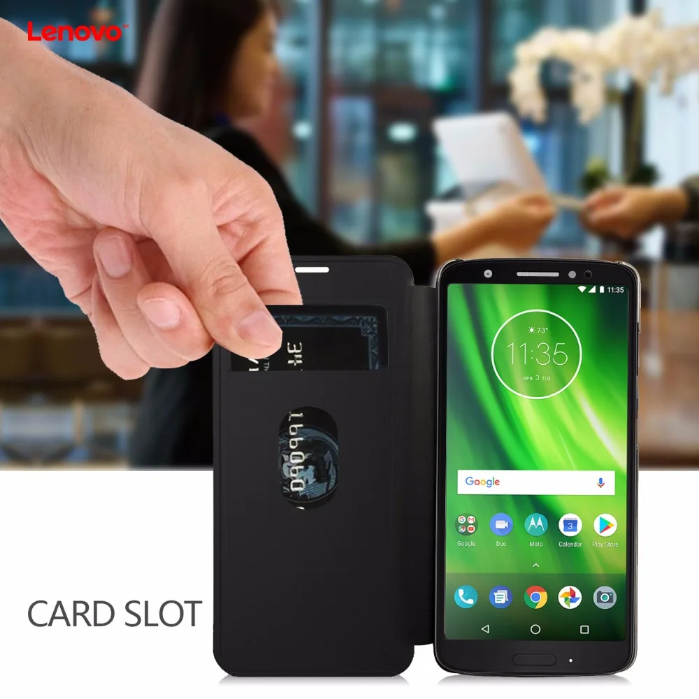 Чехол книжка Lenovo для Motorola Moto G6/G6 Play/E5 Play откидной с отделением карт противоударный