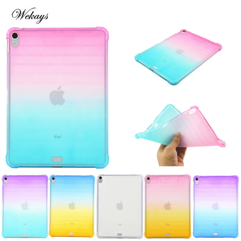 Wekays Gradual Change TPU Silicone Case For iPad pro 11 2018 Multicolour Clear Tablet Cover For iPad pro 11 Case Coque Fundas