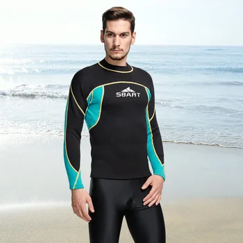 

Big Size Wetsuit O-neck Men's Sunscreen Tops Summer Long-sleeved Bathing Suits Patchwork Color Surfing Swimwear T-Shirt Clothing