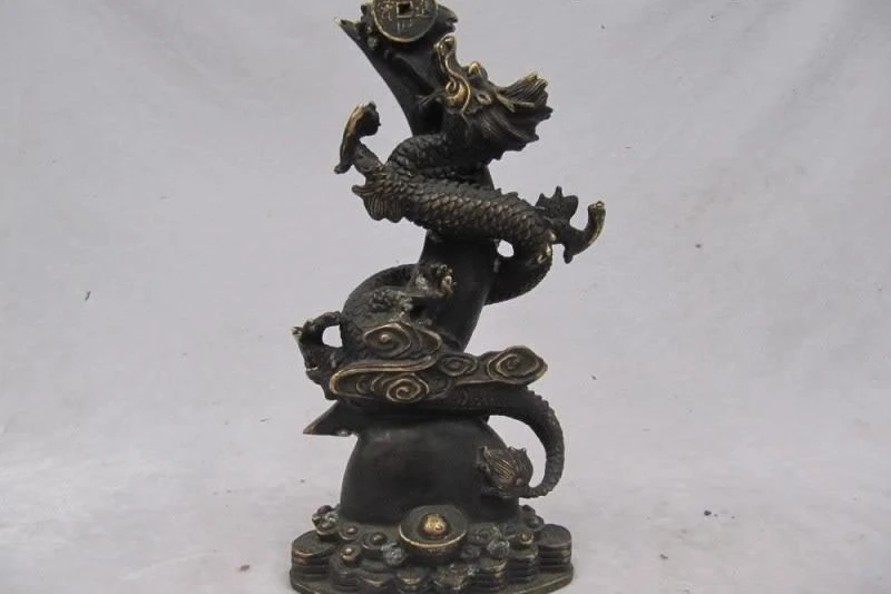 

Tibet Folk Collection classical Bronze convolve Lucky Dragon Play Money coin