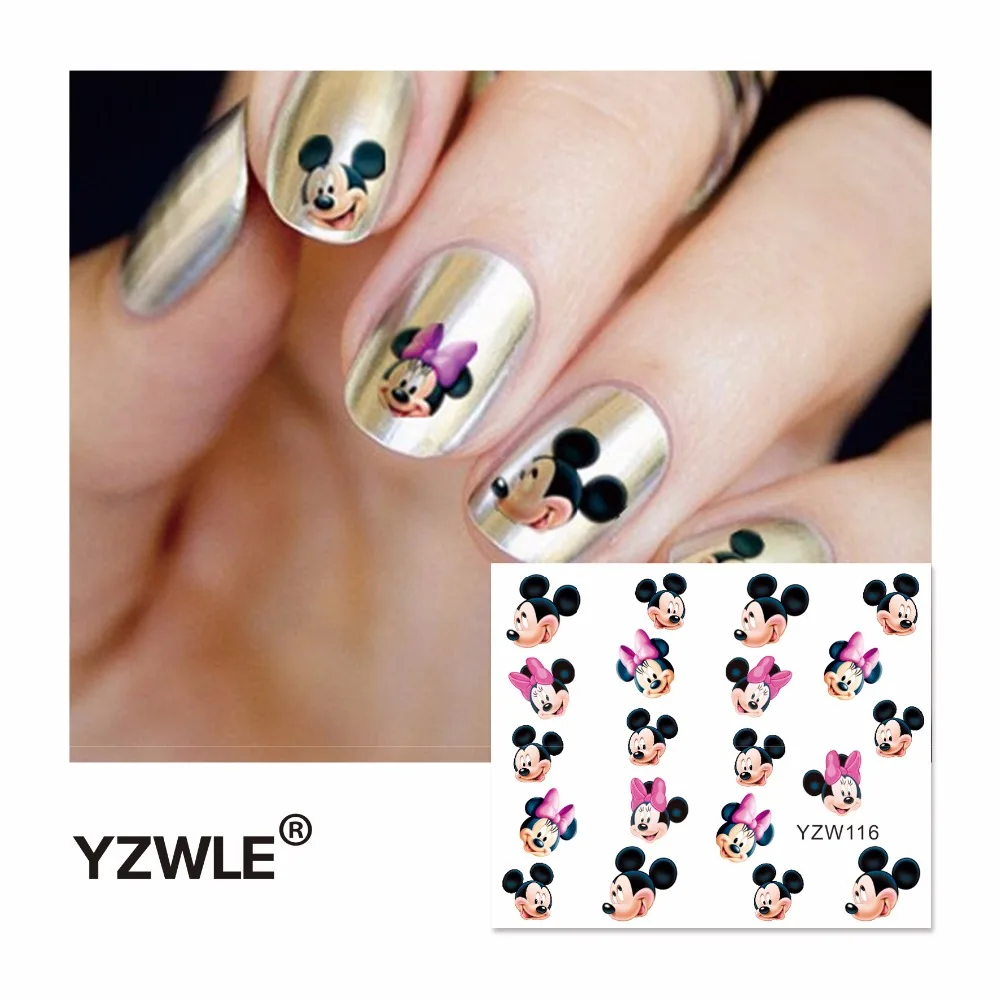 

YZWLE 1 Sheet Nail Water Transfer Decals Cartoon Nail Stickers UV Gel Decoration Makeup Tools