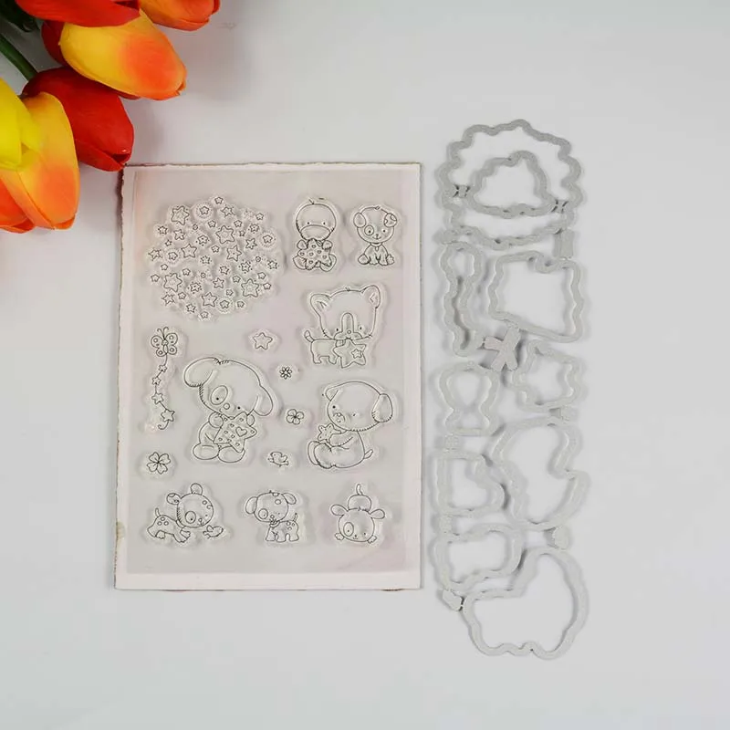 

Little bear and duck Transparent clear stamp/coordinating die for DIY Scrapbooking/Card Making/Kids Fun Decoration Supplies