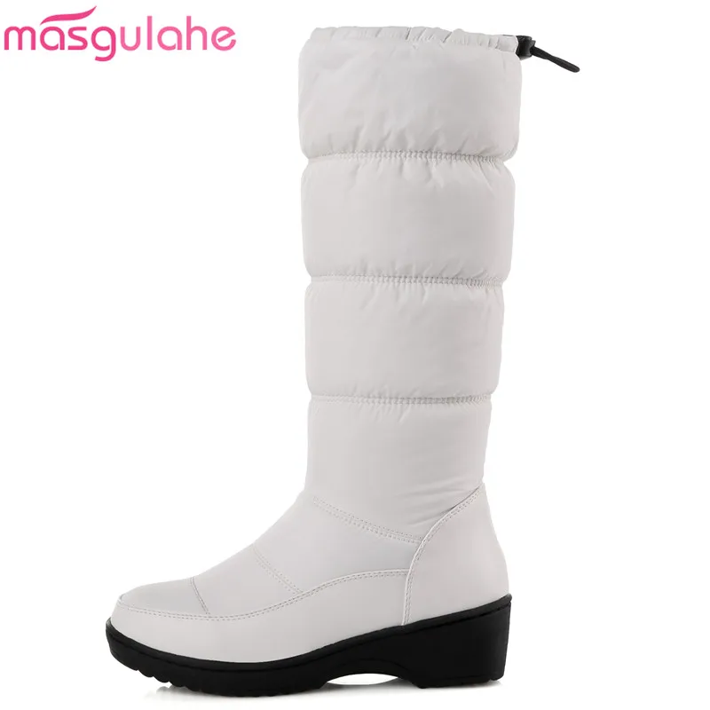 Masgulahe/Размеры 35-44 Женские зимние ботинки высококачественные модные однотонные из