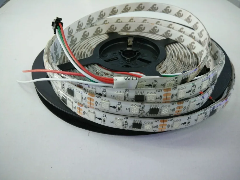 5 m DC12V ws2811ic 5050 RGB SMD Адресуемых ws2811 светодиодный Пиксельная лента IP65 гибкий светодиодный полосы+ ИК-пульт дистанционного управления, 12V3/5A адаптер в комплекте